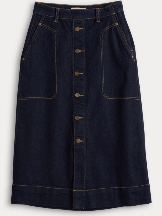 Farmers Market Dresses & Skirts - MIDI A-Line Button Front Dark Jean Skirt with Pockets size 14